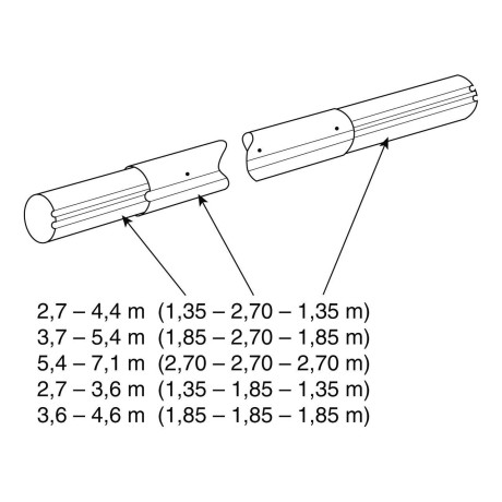 Teleskop. navíjecí tyč - délka: 3,7–4,6 m (eloxovaný hliník)