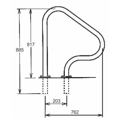 Žebříkové madlo 780mm s pouzdrem a rozetou AISI 316