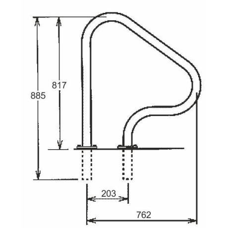 Žebříkové madlo 780mm s pouzdrem a rozetou AISI 316
