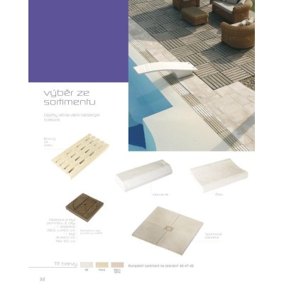 Dlažba Louisiane – dlaždice na skimmer 270x270x35 mm, přírodní dřevo