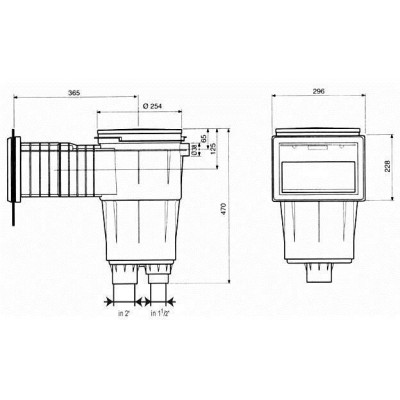 Skimmer 17,5 l standardní hrdlo - prodloužené, pro folii