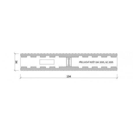 Přelivový rošt Bílý GW 2535 - šířka 244 mm, výška 34 mm