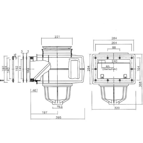 SKIMMER V20 ABS do fólie, 200 x 150 mm, s mosaznými zástřiky - Šedý