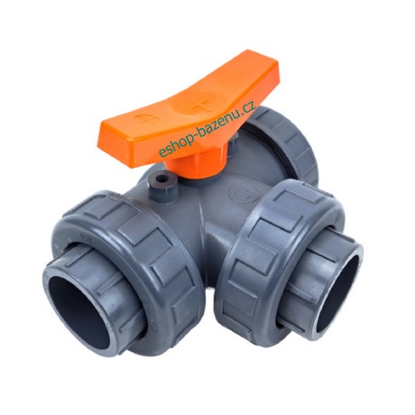 PVC Kulový třícestný ventil 32 mm T