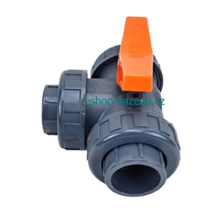 PVC Kulový třícestný ventil 32 mm T