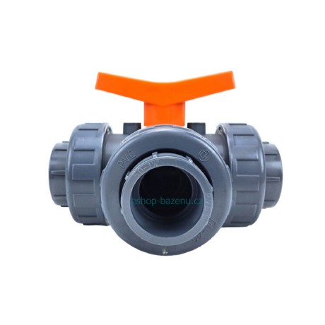 PVC Kulový třícestný ventil 32 mm T