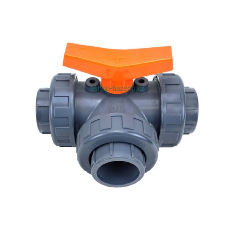 PVC Kulový třícestný ventil 32 mm T
