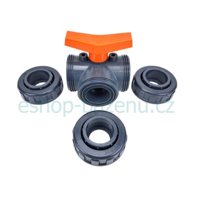 PVC Kulový třícestný ventil 32 mm T