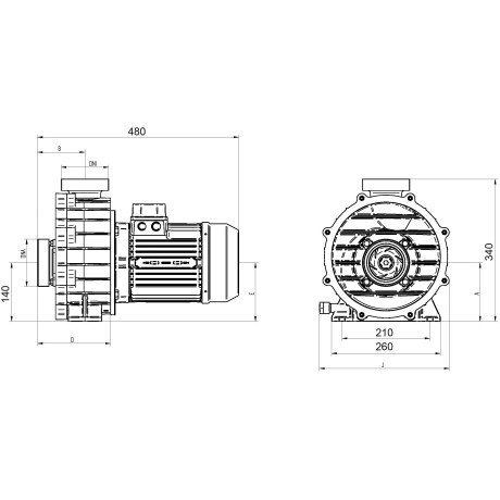 Bravus 300M - 66 m3/h,  2,2 kW, 230V