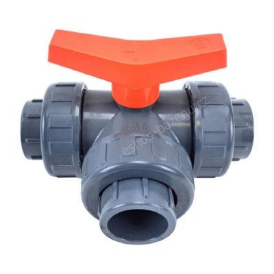PVC Kulový třícestný ventil 40 mm L