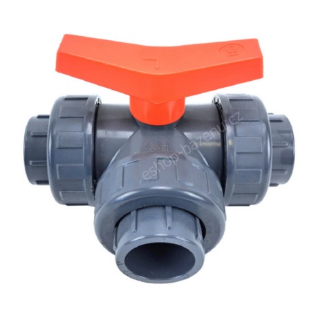 PVC Kulový třícestný ventil 40 mm L