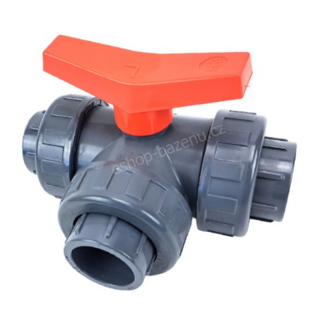 PVC Kulový třícestný ventil 20 mm L