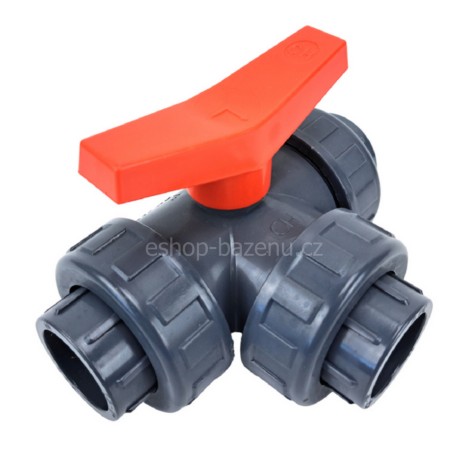 PVC Kulový třícestný ventil 25 mm L