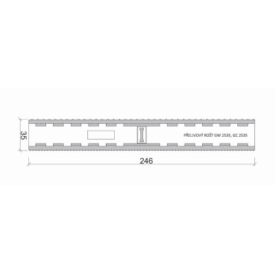 Přelivový roll-rošt pro veřejné bazény  - Barevný - šířka 196 mm, výška 35 mm (43 ks/m)