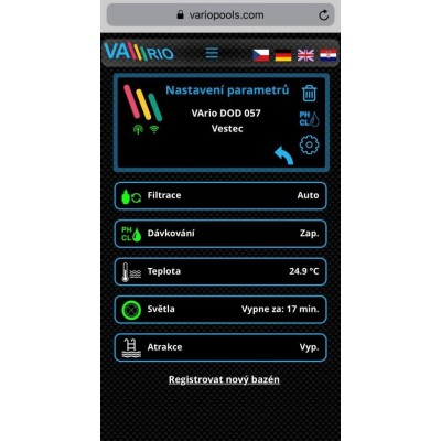 Inteligentní řízení bazénu VArio - WiFi modul verze 1.4
