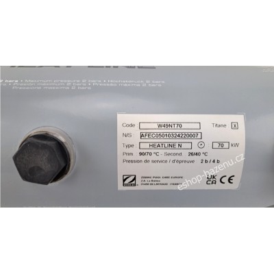 Tepelný výměník ZODIAC HEAT LINE, Titan 70 kW, zpětný ventil součástí