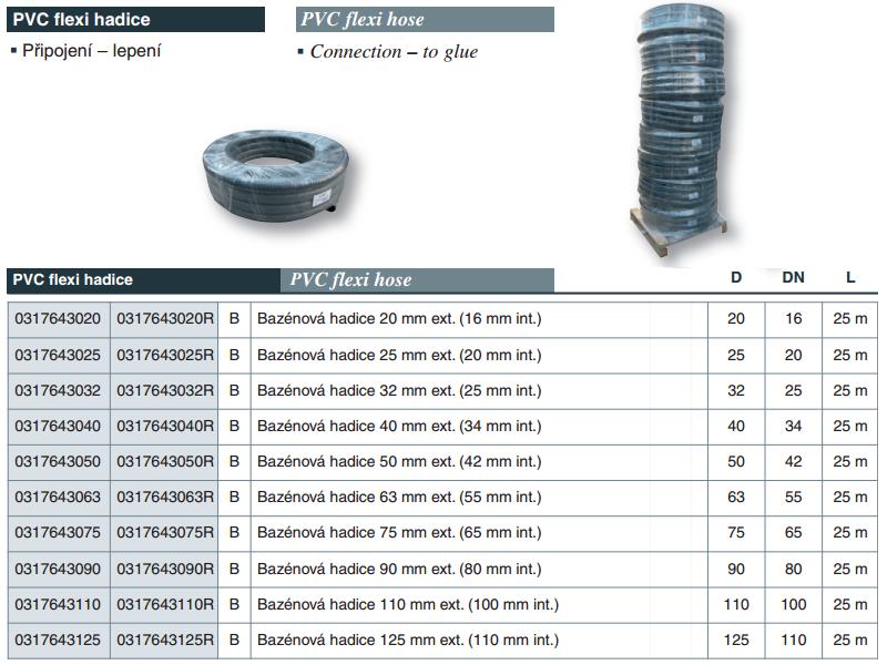 PVC flexi hadice - Baz&eacute;nov&aacute; hadice 25 mm ext. (20 mm int.)