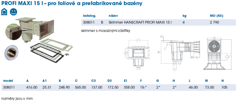 Skimmer HANSCRAFT MAXI PROFI 15 L