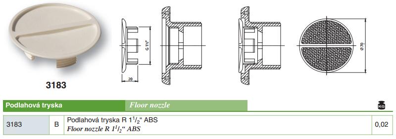 Podlahová tryska R 11/2“ ABS