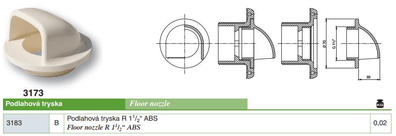 Vtoková tryska - Mušle R 11/2“ ABS